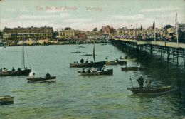 GB WORTHING / The Pier And Parade / COLORED CARD - Worthing