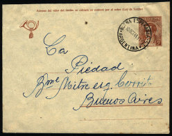 5c. Moreno Stationery Envelope Mailed On 10/OC/1944, With Postmark Of BUENA ESPERANZA (San Luis), VF Quality - Briefe U. Dokumente