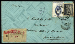 Registered Cover Sent From "JUAN ORTIZ" (Santa Fe) To Buenos Aires On 11/JA/1944, VF Quality - Lettres & Documents