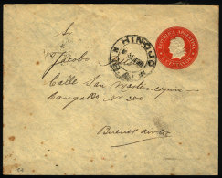 Stationery Envelope Posted In SE/1902 With Postmark Of "HINOJO" (Buenos Aires), VF Quality - Brieven En Documenten