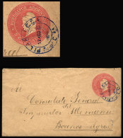 Stationery Envelope Sent To Buenos Aires On 12/AU/1900, With Ultramarine Postmark Of "PILAR F.C.C.A."... - Lettres & Documents