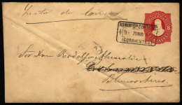 Stationery Envelope Mailed To Buenos Aires On 6/JUN/1897 With Rectangular Postmark Of "ADMINcion CORREOS... - Brieven En Documenten