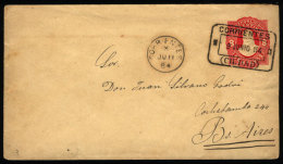 Stationery Envelope Mailed To Buenos Aires On 9/JUN/1884 With Rectangular "CORRIENTES (CIUDAD)" Cancel, VF Quality - Brieven En Documenten