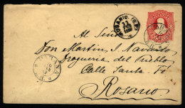 Stationery Envelope Sent To Rosario On 10/FE/1883 With Double Circle Datestamp Of PARANA, VF Quality - Briefe U. Dokumente