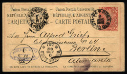 6c. Postal Card Sent To Berlin On 8/AU/1883 Datestamped "ROSARIO DE Sta FE", VF Quality - Briefe U. Dokumente