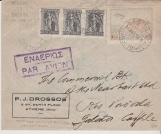 Greece FFC 1926 Athens To Galata Constantinople Turkey - Lettres & Documents