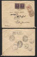 Registered Cover Sent From Caracas To Ouro Preto (Brazil) In JUL/1922 And Redirected To Itajuhá, Franked... - Venezuela