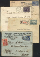 4 Registered Covers Sent To Brazil In 1930 With Handsome Postages, And Some Interesting Cancels, For Example... - Uruguay