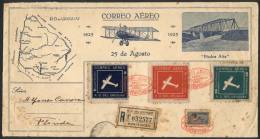 25/AU/1925 First Flight Montevideo - Florida: Fantastic Special Cover With Arrival Backstamp, Minor Defects, Rare! - Uruguay