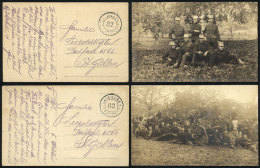 2 Real Photo PCs With Views Of Groups Of Soldiers, Posted Stampless With Special Marks, Excellent Quality - Autres & Non Classés