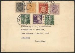 Cover Sent From Sandviken To Brazil On 5/DE/1947 With Multicolored Postage Of 7 Stamps (6 Different), VF Quality! - Covers & Documents