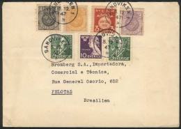 Cover Sent From Sandviken To Brazil On 5/DE/1947 With Multicolored Postage Of 7 Stamps (6 Different), VF Quality! - Lettres & Documents