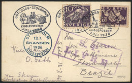 Beautiful PC With Good Commemorative Postage Sent To Brazil On 12/JUL/1936, Nice Special Postmarks, VF Quality! - Briefe U. Dokumente