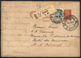 Postal Card Sent By Registered Mail From Leningrad To France On 6/OC/1927, Very Interesting! - Other & Unclassified