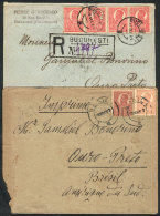 2 Covers (1 Registered) Sent To Ouro Preto (Brazil) In 1921 And 1922, Unusual Destination! - Andere & Zonder Classificatie