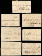 7 Entire Letters Sent From Lisboa To Madeira Between 1814 And 1825, With Varied And Interesting Postal Marks,... - ...-1853 Préphilatélie