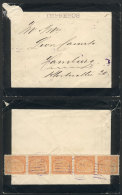 Mourning Cover Sent To Germany In 1914 With Rate For Printed Matter, Franked On Back With Strip Of 5 Of ½c.... - Panama