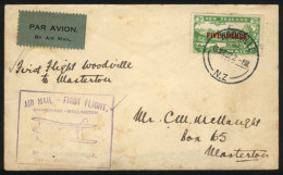 16/MAR/1932 First Flight Woodville - Masterton, Franked With Sc.C4, Light Stain Spots Else VF, Very Nice! - Brieven En Documenten