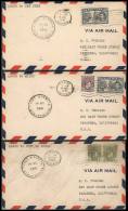 3 Covers Sent To USA On 14/DE/1941, FIRST FLIGHTS LAGOS - San Juan, And Miami - Port Of Spain, One With Minor... - Nigeria (...-1960)