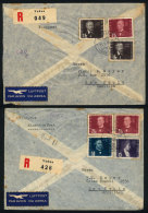 2 Registered Airmail Covers Sent From Vaduz To Brazil In 1949, Nice Postages! - Lettres & Documents