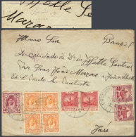 Cover Sent In September 1948 From Madaba To Brazil, Nice Postage (including Twin Values Of 5m. Of 2 Different... - Jordanien