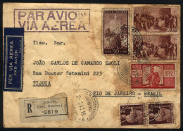 Registered Airmail Cover Sent From Genova To Rio De Janeiro On 2/JA/1947 Franked With 194l., With Some Spots But... - Autres & Non Classés