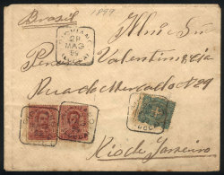 Cover Sent To Rio De Janeiro On 28/MAY/1899 Franked With 25c., With Interesting Cancel Of GIOVIANO - LUCCA, Minor... - Other & Unclassified