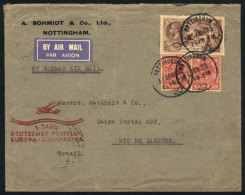 ZEPPELIN: Cover Sent From Nottingham To Rio De Janeiro On 31/JA/1935, With Special Hanstamp Of The Flight, And On... - Autres & Non Classés