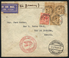 ZEPPELIN: Cover Sent From Longport To Rio De Janeiro On 17/JUL/1934, Transit Mark Of Friedrichshafen 21/JUL, With... - Autres & Non Classés