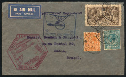 ZEPPELIN: Cover Sent From London To Bahia (Brazil) On 30/JUN/1933, Special Handstamps (3 Different) On Front And... - Autres & Non Classés