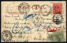 Postcard Franked With 1p. And Sent To Brazil On 6/FE/1904, The Addressee Was Hard To Find And So The Card Bears... - Andere & Zonder Classificatie