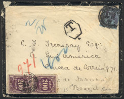 Mourning Cover Sent From Oxford To Rio De Janeiro On 13/MAR/1900 With Insufficient Postage And Dues Mark, Which Was... - Autres & Non Classés