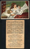 Old Advertising Card For "Mrs Winslow´s Soothing Syrup For Children Teething" (medicine), With 1884 Calendar... - Autres & Non Classés