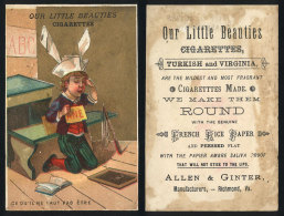 Little Boy With Donkey Ears: Old Trading Card With Advertising For "Our Little Beauties" Cigarettes, Fine Quality - Autres & Non Classés