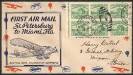 16/JUL/1937 First Flight St. Petersburg - Miami, VF Quality! - Poststempel