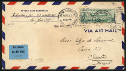 Airmail Cover Sent From New York To Brazil On 22/NO/1933, Franked By Sc.C18, Fine Quality! - Marcophilie