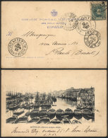 Postcard With View Of Asturias (old Dock, Gijón), Franked With 5c. And Sent To Brazil On 4/SE/1902, VF... - Covers & Documents