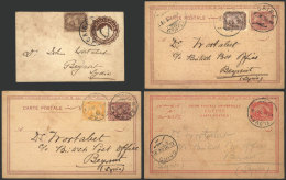 1902/1905: 4 Postal Stationeries (3 Postal Cards And 1 Cover) Sent From Cairo And Elouan To Syria, Very Nice! - Other & Unclassified