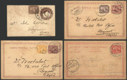 1902/1905: 4 Postal Stationeries (3 Postal Cards And 1 Cover) Sent From Cairo And Elouan To Syria, Very Nice! - Autres & Non Classés