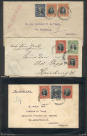 3 Covers Sent To Germany In 1915, Nice Postages Of 16c. And 22c., VF Quality! - Ecuador