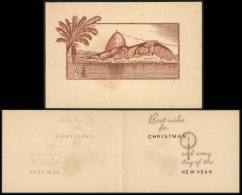 Circa 1930: New Year Greeting Card With Beautiful Engraving Of Rio On Front, VF Quality! - Sonstige & Ohne Zuordnung