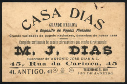 Old Trade Card Of "Casa Dias", Factory Of Painted Papers In Rio De Janeiro, Minor Defects - Other & Unclassified