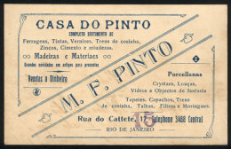 Old Trade Card Of "Casa Do Pinto", Hardware And Glass Store In Rio De Janeiro, Dated 1917 On Back, Very Fine - Other & Unclassified