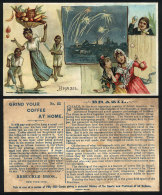 Ariosa COFFEE: Old Trading Card With Views Of Fireworks In Brazil And Children Playing, Fine Quality - Other & Unclassified