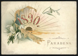 Old New Year Greeting Card Of 1890, With Glitter, Very Nice - Other & Unclassified