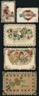 5 Old Greeting Cards, Very Decorative Lot, Artistic, Cut Out, Embossed Etc., All Used, VF Quality - Other & Unclassified