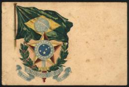 Flag And National Coat Of Arms, Patriotic PC Used On 6/JA/1914, Minor Defects - Other & Unclassified