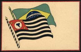 Flags Of Brazil And Sao Paulo, Old PC Of VF Quality - Sonstige & Ohne Zuordnung