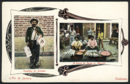 Rio De Janeiro: News Vendor And Fish Vendor At The Market, Editor Casa Staffa, VF Quality, Rare! - Rio De Janeiro