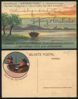 Advertising Postcard Of "ANTARCTICA" Beer, With Printed Signatures Of Aviators Artur De Sacadura Cabral And Gago... - Sonstige & Ohne Zuordnung